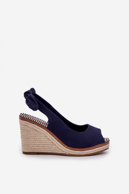 Wedge Sandals With Braiding Navy Nanalis Wedge Sandals With Braiding Navy Nanalis