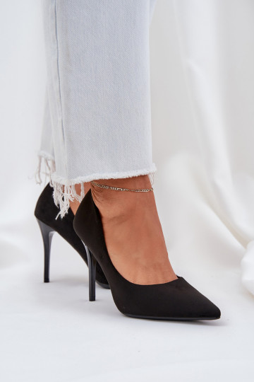 Classic Stiletto Heels From Eco Suede Black Navinda 2