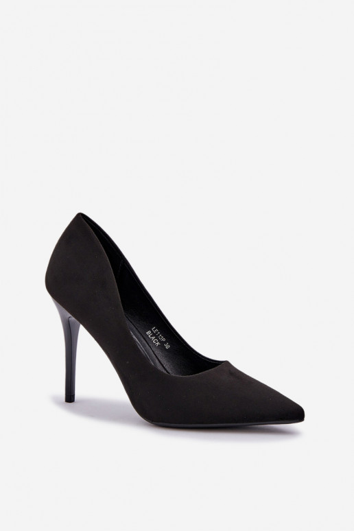 Classic Stiletto Heels From Eco Suede Black Navinda