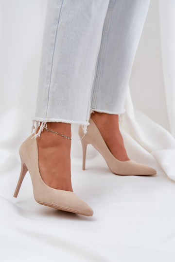 Classic High Heels Made Of Eco Suede Light Beige Navinda 2