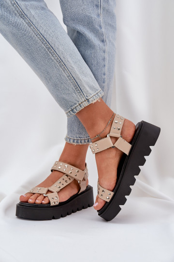 Embellished sandals on platform beige Tatellia 2
