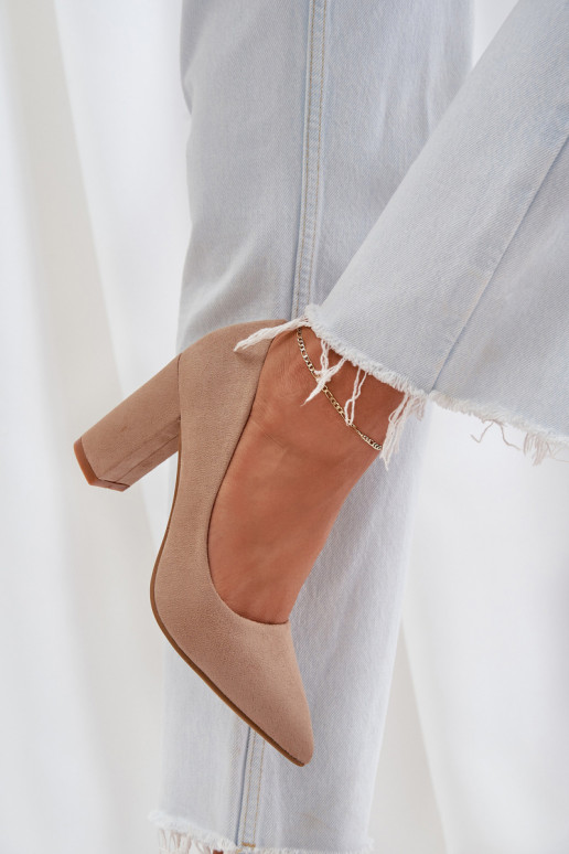 Womens Heels On A Block Eco Suede Dark Beige Florena Womens Heels On A Block Eco Suede Dark Beige Florena