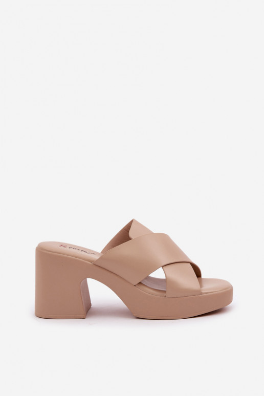 Light Heels Made Of Eco Leather Light Beige Kacaria