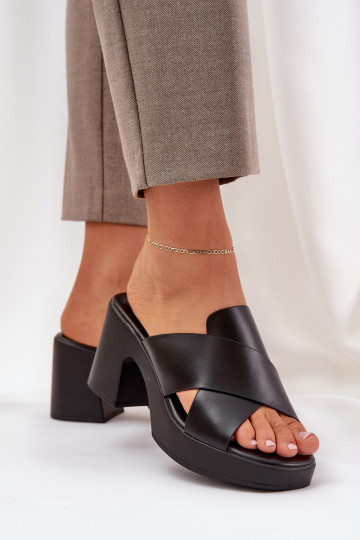 Light Block Heels Made Of Eco Leather Black Kacaria 2