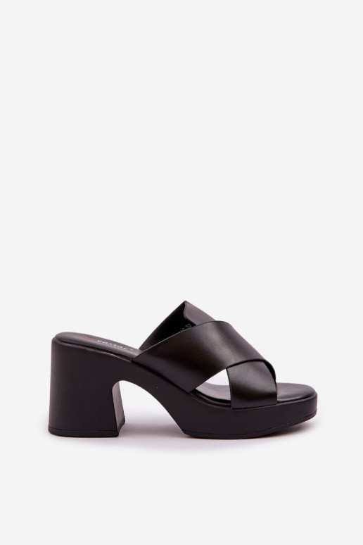 Light Block Heels Made Of Eco Leather Black Kacaria