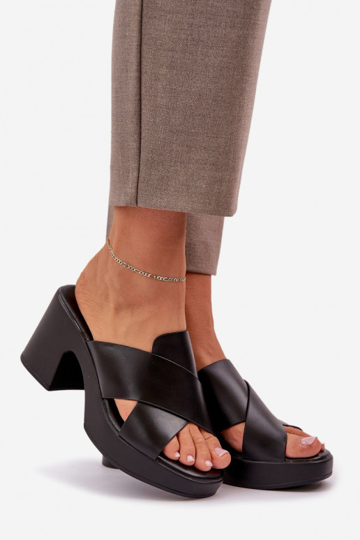 Light Block Heels Made Of Eco Leather Black Kacaria