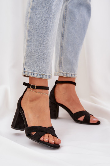 Block Heel Sandals Made Of Eco Suede Black Saniffia 2
