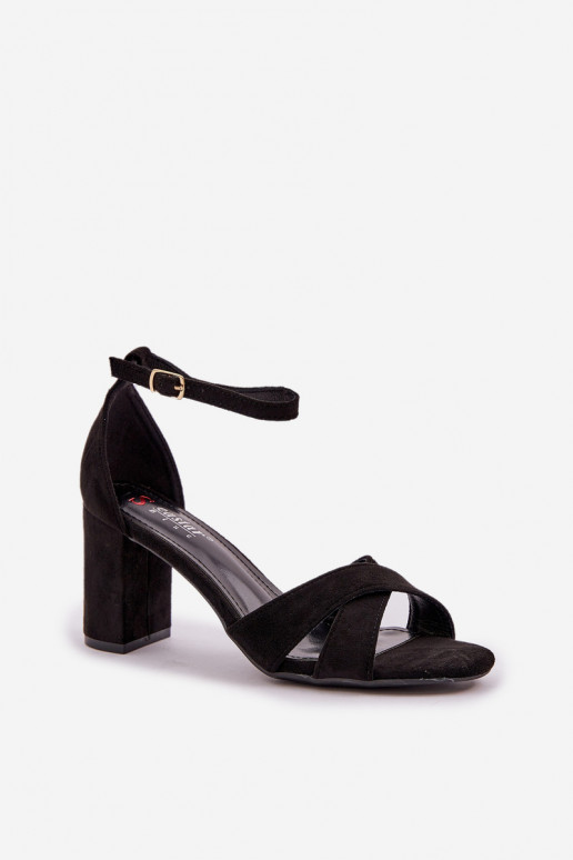 Block Heel Sandals Made Of Eco Suede Black Saniffia