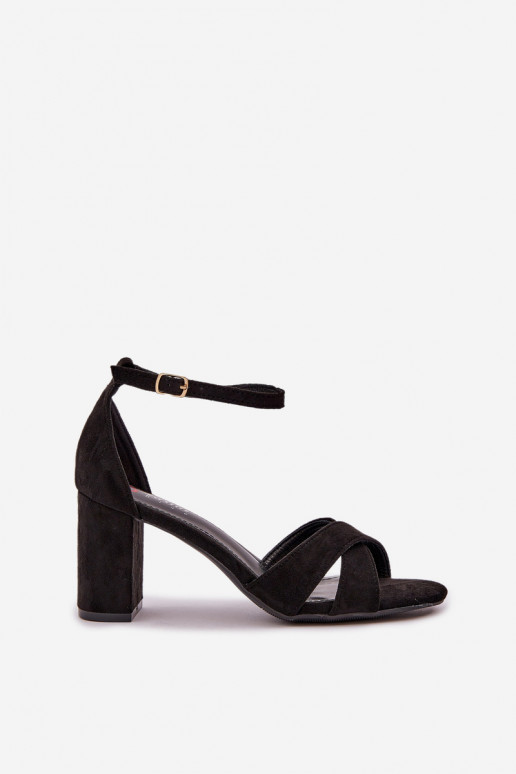 Block Heel Sandals Made Of Eco Suede Black Saniffia