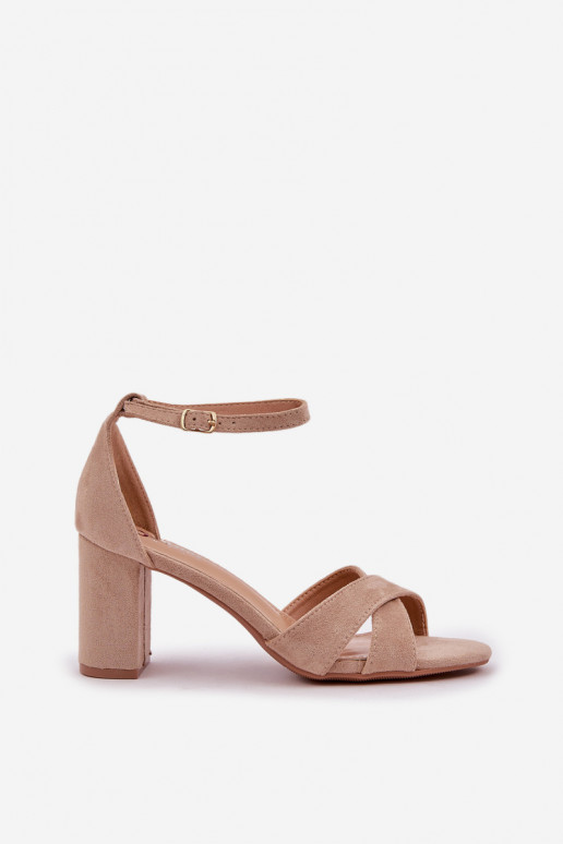 Block Heel Sandals Made Of Eco Suede Beige Saniffia
