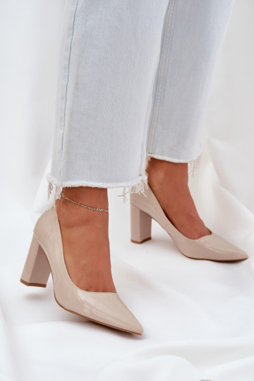 Lacquered Heels On Block Heel Beige Kilanne 2