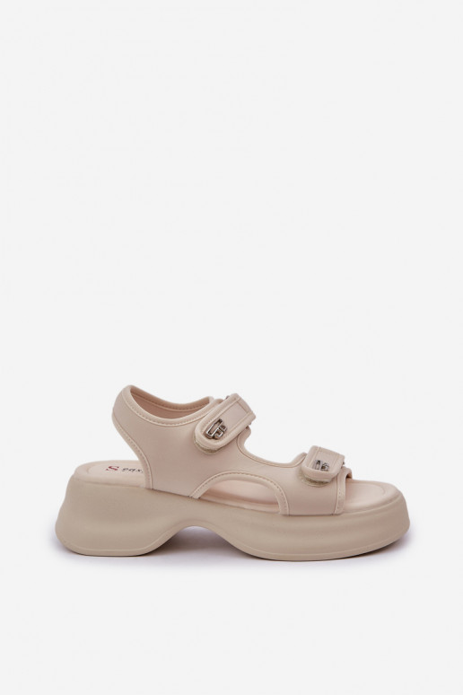 Fabric Lightweight Platform Sandals Light Beige Deniffia
