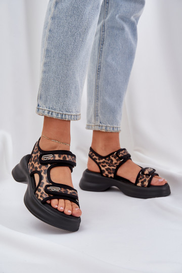 Eco Leather Lightweight Platform Sandals Panther Brown 2