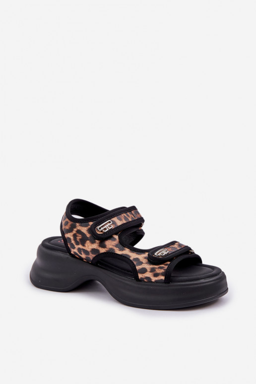 Eco Leather Lightweight Platform Sandals Panther Brown