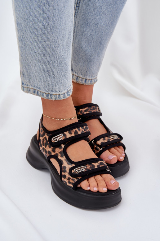 Eco Leather Lightweight Platform Sandals Panther Brown