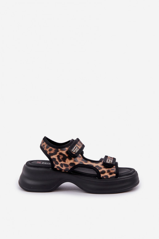 Eco Leather Lightweight Platform Sandals Panther Brown