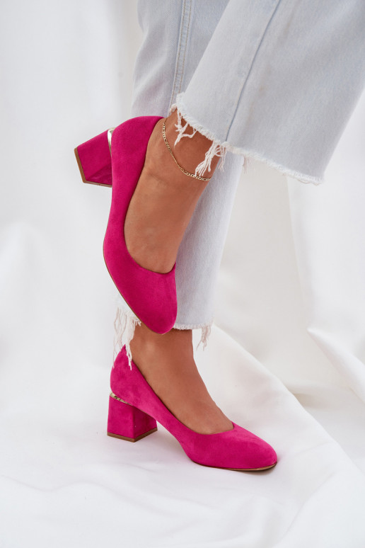 Eco Suede Heels On A Block Heel Fuchsia Veniffia