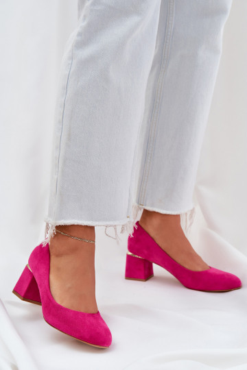 Eco Suede Heels On A Block Heel Fuchsia Veniffia 2