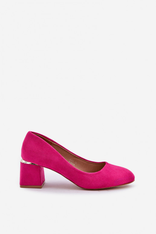 Eco Suede Heels On A Block Heel Fuchsia Veniffia