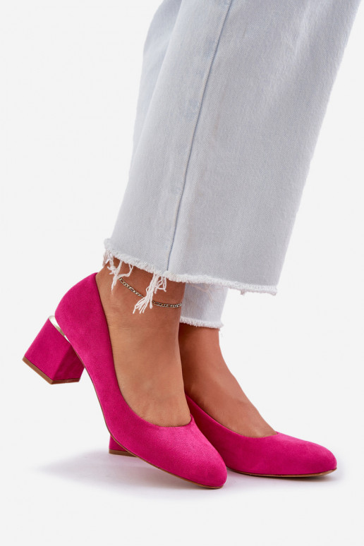 Eco Suede Heels On A Block Heel Fuchsia Veniffia