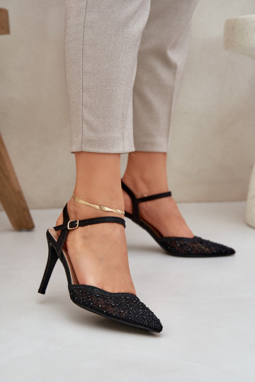 Embellished Heels With Open Back Black Nanadra 2
