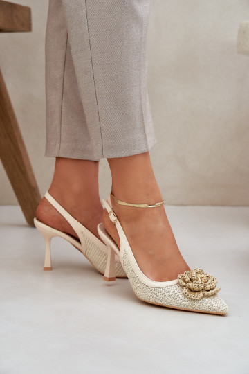 Woven Heels With Open Back Beige Lanithra 2