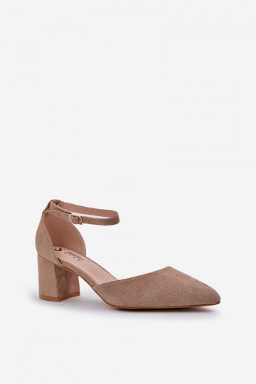 Suede Heels On A Heel Dark Beige Promise 2