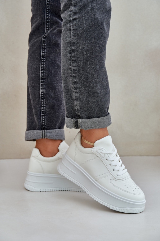 Women's Platform Sneakers With Decorative Lacing White Mistra