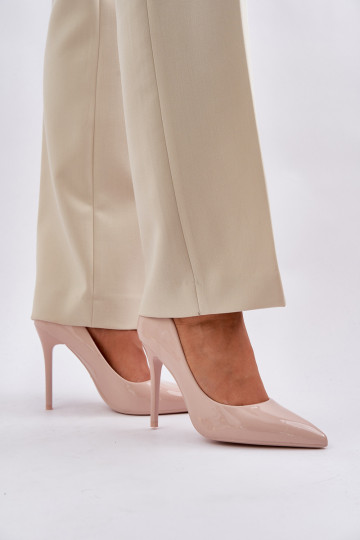 Lacquered High Heels With Pointed Toes Beige Vizana 2