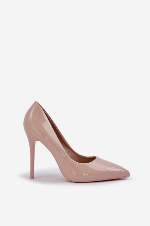 Lacquered High Heels With Pointed Toes Beige Vizana