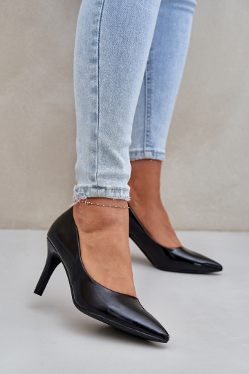 Stiletto Heels Made Of Patent Eco Leather Black Sanalitia 2