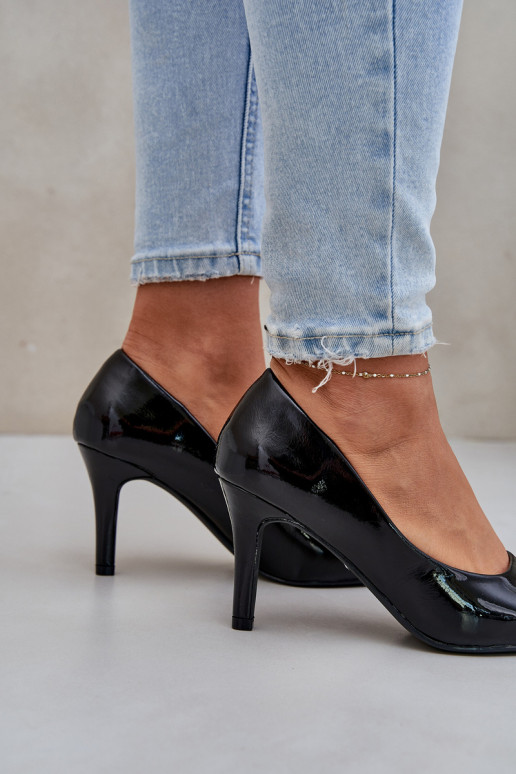 Stiletto Heels Made Of Patent Eco Leather Black Sanalitia