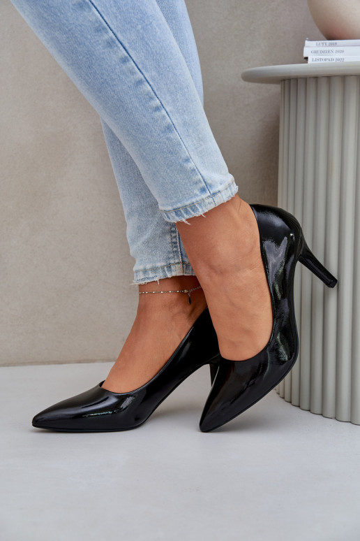 Stiletto Heels Made Of Patent Eco Leather Black Sanalitia