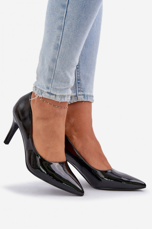Stiletto Heels Made Of Patent Eco Leather Black Sanalitia