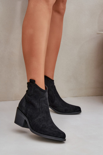 Perforated Cowboy Boots With Zipper Eco Suede S.Barski HY51-061 Black 2