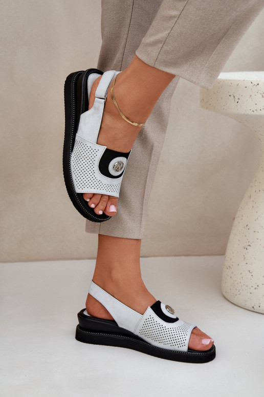 Women's wedge sandals silver Isnnoria Women's wedge sandals silver Isnnoria