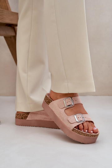 Women's Sandals On Massive Platform With Buckles Pink Aramia 2