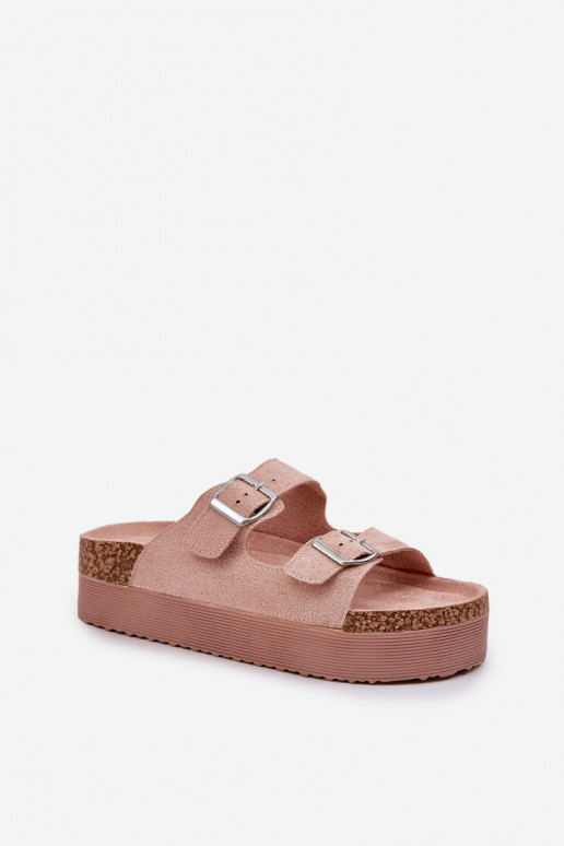 Women's Sandals On Massive Platform With Buckles Pink Aramia