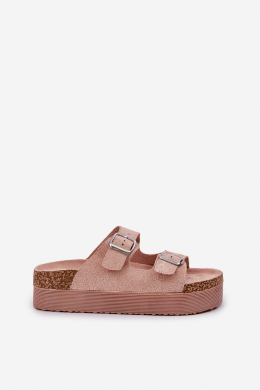 Women's Sandals On Massive Platform With Buckles Pink Aramia