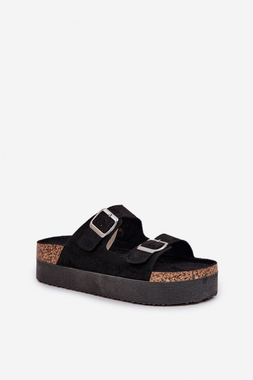 Women's sandals on a massive platform with buckles black Aramia Women's sandals on a massive platform with buckles black Aramia