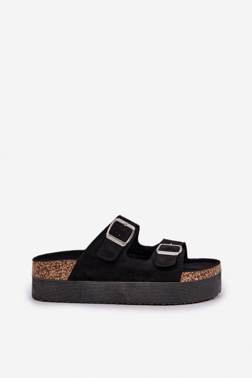 Women's sandals on a massive platform with buckles black Aramia Women's sandals on a massive platform with buckles black Aramia