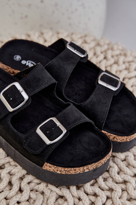 Women's sandals on a massive platform with buckles black Aramia Women's sandals on a massive platform with buckles black Aramia