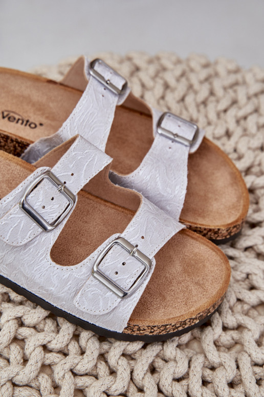 Fabric sandals on cork sole with buckles light gray Atera Fabric sandals on cork sole with buckles light gray Atera