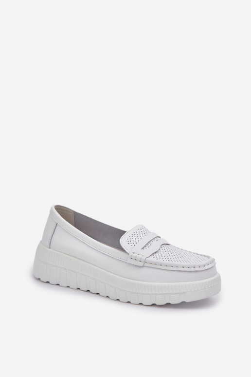Women's Leather Moccasins On Platform And Wedge White Elanindel Women's Leather Moccasins On Platform And Wedge White Elanindel