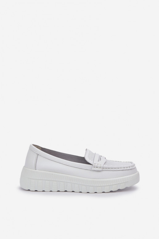 Women's Leather Moccasins On Platform And Wedge White Elanindel Women's Leather Moccasins On Platform And Wedge White Elanindel