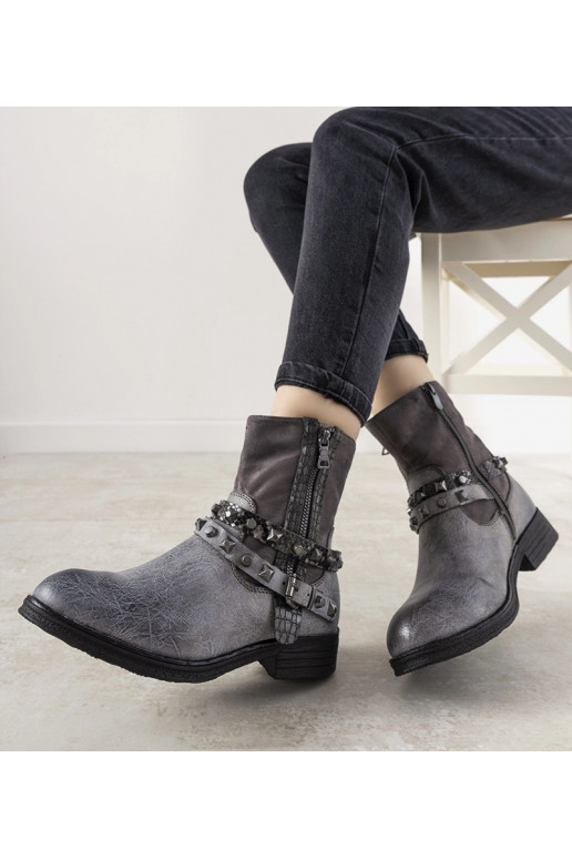 Szare botki z opaską z ćwiekami Elffie
