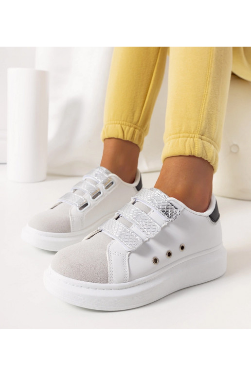 Biało srebrne sneakersy damskie Herrick