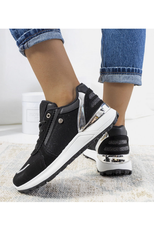 Czarne błyszczące sneakersy damskie Onio