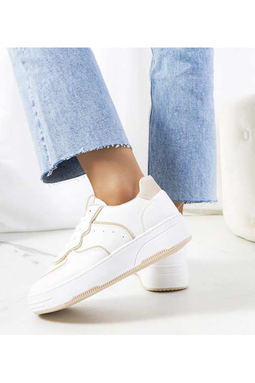 Biało beżowe sneakersy damskie Bieke