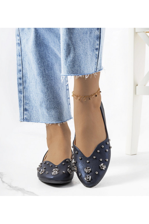 Granatowe baleriny z wycięciem Silke